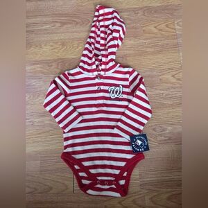 MLB Washington Nationals Baby Hoodie One Piece 12 Months NWT Red White Stripes